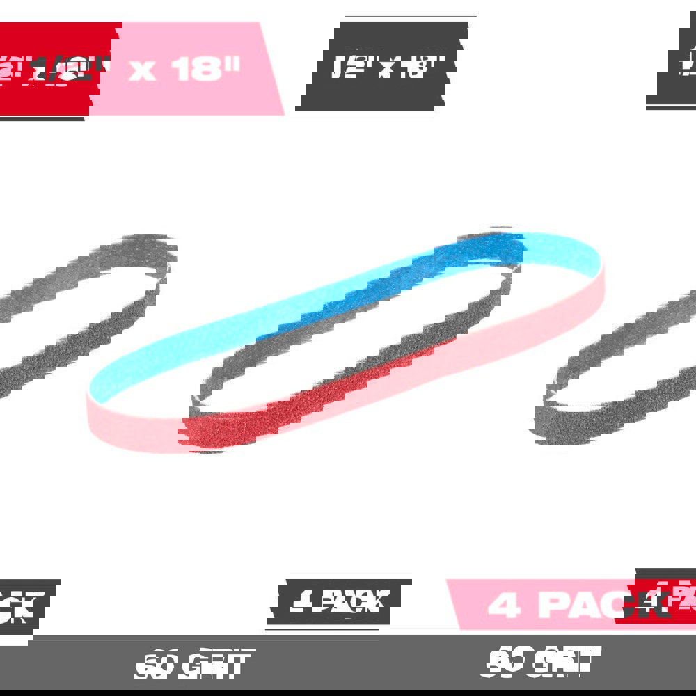 Abrasive Belts; Belt Width (Inch): 1/2 ; Belt Length (Inch): 18 ; Grit: 60 ; Abrasive Type: Coated ; Abrasive Material: Ceramic ; Wet/Dry Operation: Dry